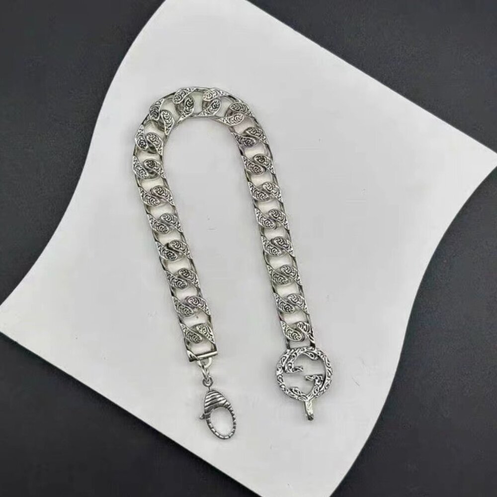 Gucci Brand Sterling Silver Interlocking G Chain Bracelet